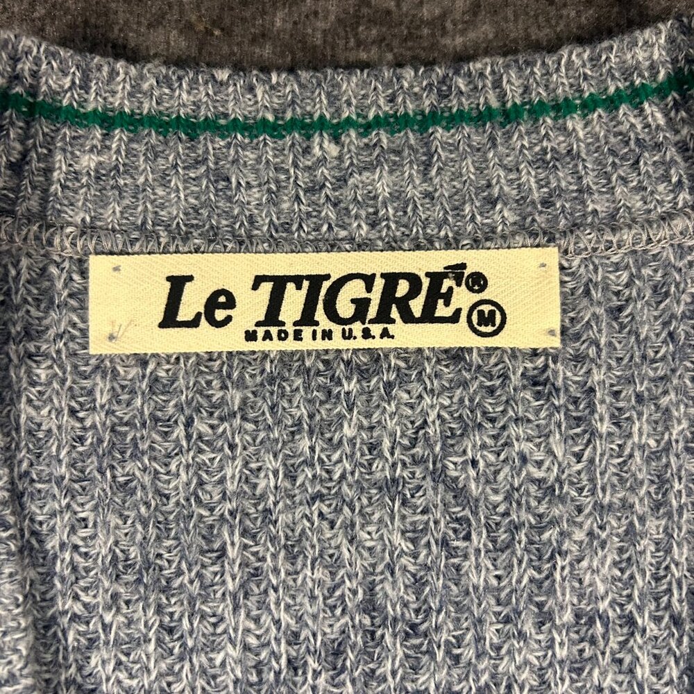 Vintage Le Tigre Golf Sweater Vest Men's Medium V Neck Grey Chunky - Picture 8 of 10